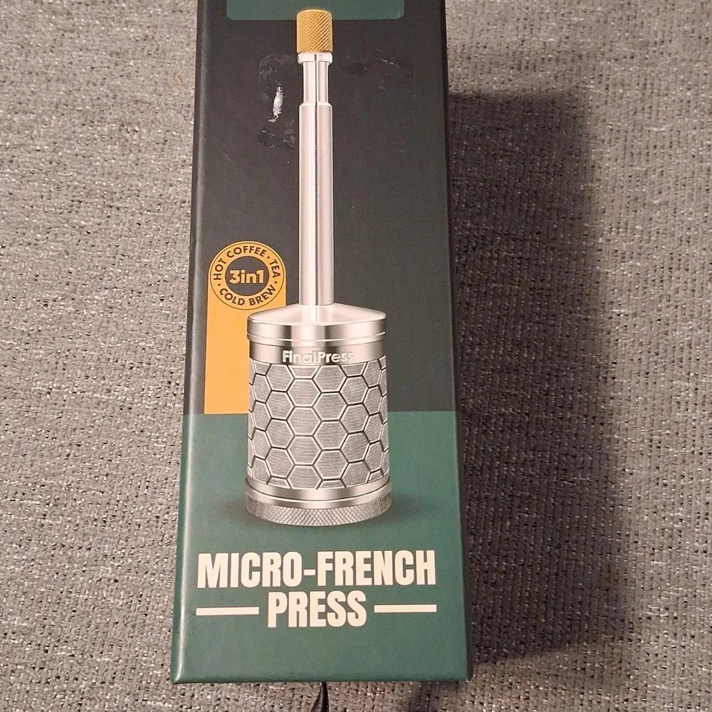 FinalPress V3 Portable Micro French Press Silver Stainless Steel NIB Travel 3in1